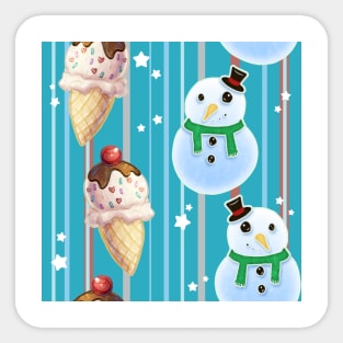 Snowman and Icecream Pattern Sticker